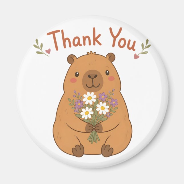 Joli Magnet Capybara Merci Fleurs Sauvages (Devant)