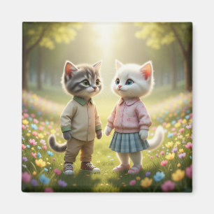 Joli Magnet Chaton de Printemps Tom & Luna Prair