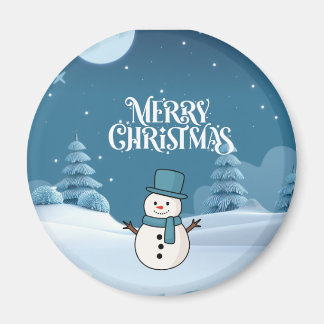 Joli Magnet de Frigo de Noël Bonhomme de Neige