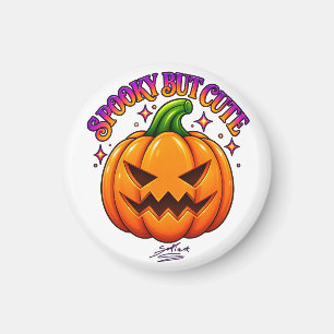 Joli Magnet Rond Citrouille Épouvante Halloween