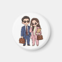 Joli Magnet Rond pour Réfrigérateur Couple d'Avoca