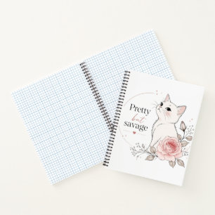 Joli mais sauvage Cahier Chat Blanc Rose