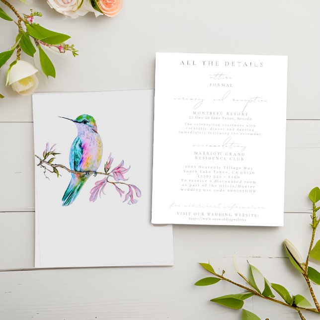 Joli Mariage Colibri Détails Cartes de boîtier (Créateur téléchargé)