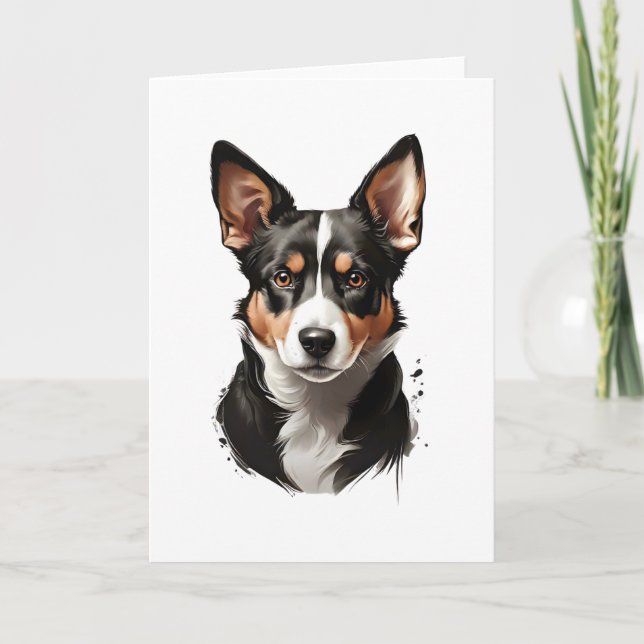 Joli marron blanc noir chien chiot carte de vœux v (Devant)