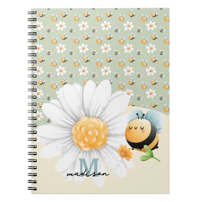 Joli Miel Bee Motif Carnet Avec Nom (Devant)