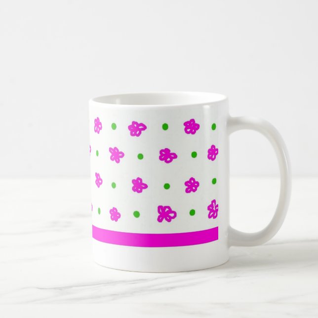 Joli mini-imprimé rose floral classique Mug (Droite)