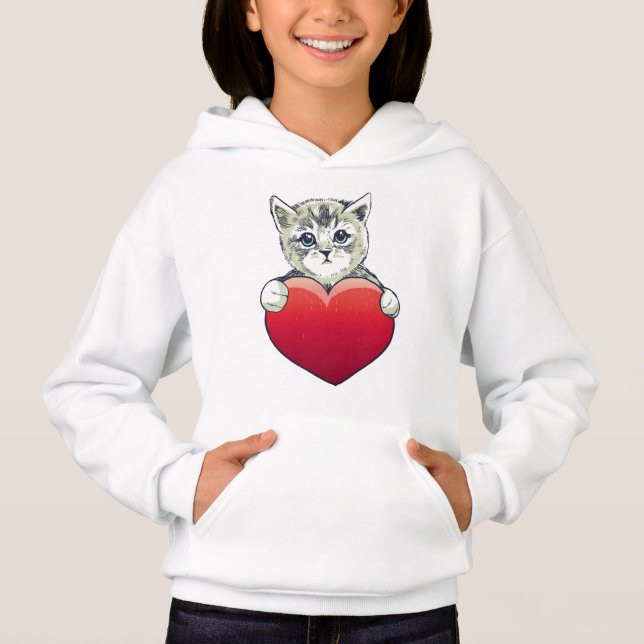 Joli Minou Visage Chat Rouge Coeur (Devant)