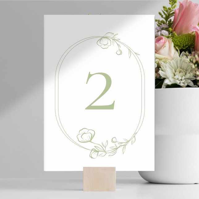 Joli Mint Vert Mariage Floral Numéro de table (Créateur téléchargé)