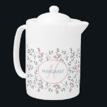 Joli modèle rose floral Monogramme personnalisé<br><div class="desc">Joli Motif Floral Rose Motif Personnalisé Monogramme. Jolie fleurs roses et bleu poudreux accent feuillage. Fleurs et feuillage doux et doux. Art à fil floral dessiné à la main avec détail aquarelle. Ce design de campagne à la française est idéal pour de nombreux cadeaux et occasions. Profitez d'un imprimé tendance...</div>