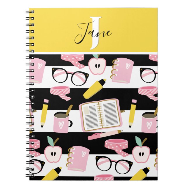 Joli Monogramme Carnet scolaire personnalisé fille (Devant)
