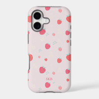 Joli monogramme de fraise rose et rouge fantaisist