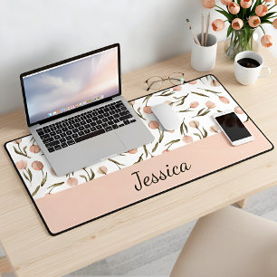 Joli monogramme de nom de pêche blanche aquarelle