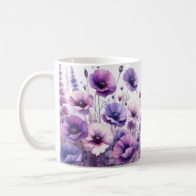 Joli Monogramme Floral Violet Hibiscus Mug (Gauche)