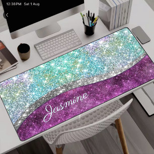 Joli monogramme iridescent violet sarcelle faux br