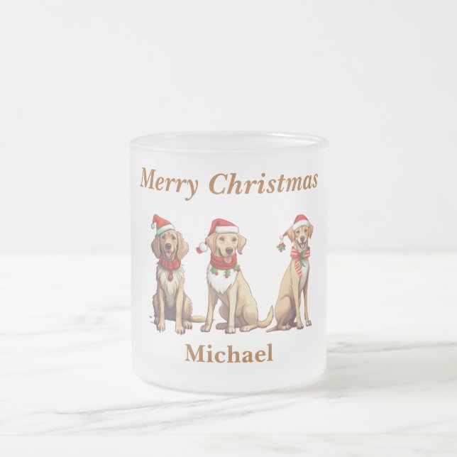 Joli Monogramme Joyeux Chien de Noël Mug (Centre)