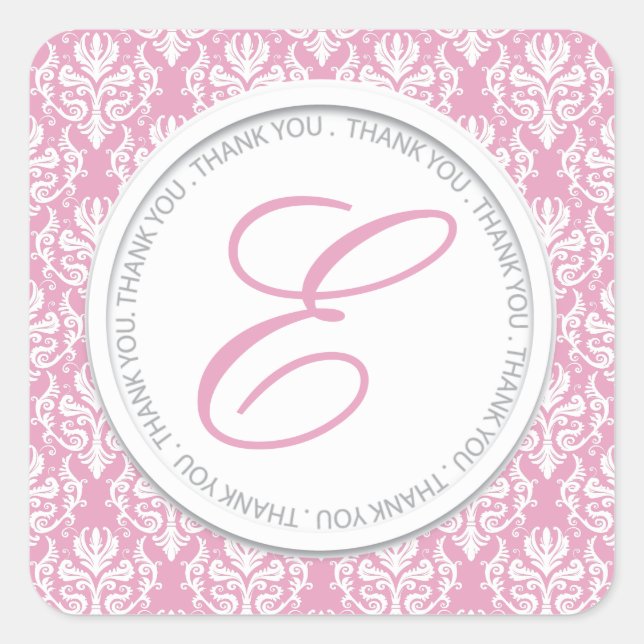 Joli Monogramme rose Fête Favoriser Stickers (Devant)