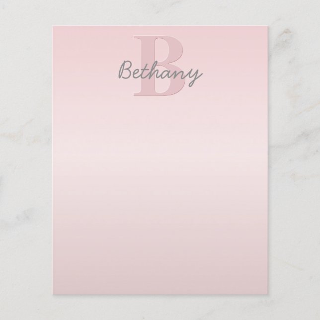 Joli monogramme rose personnalisable & écriture de (Devant)
