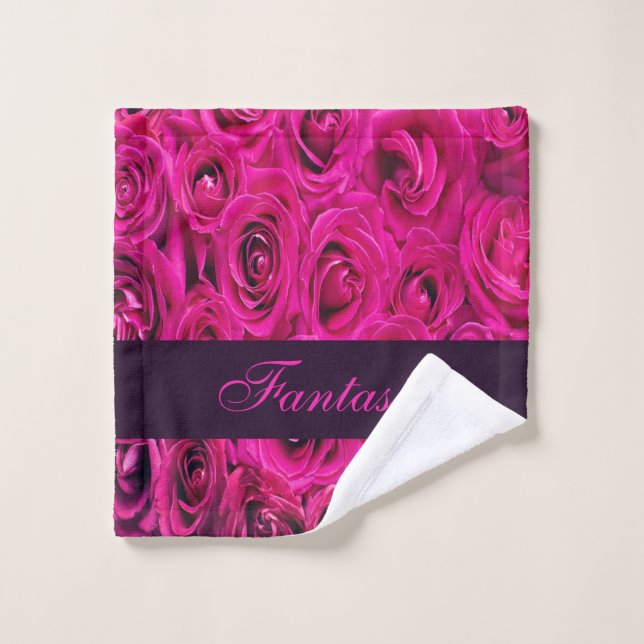 Joli monogramme rose roses (Gant de toilette)