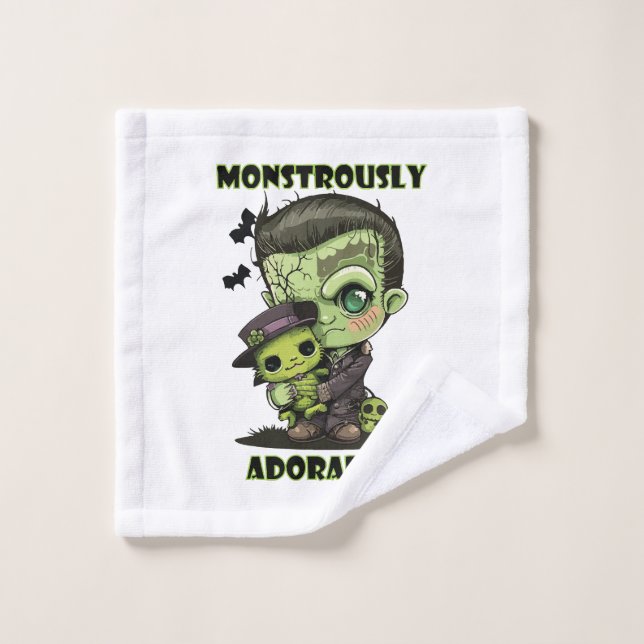 Joli monstre de Frankenstein avec peluche (Gant de toilette)