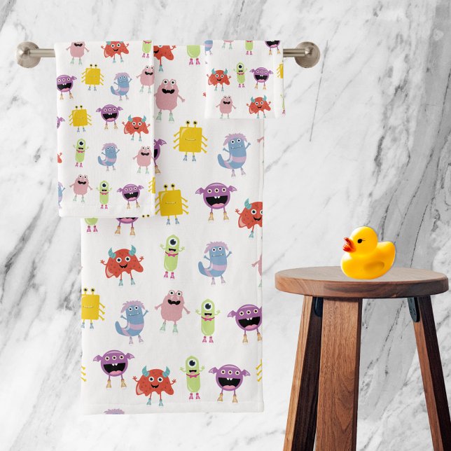 Joli Monstres colorés Funny Enfants Motif (Cute Colorful Monsters Funny Kids Children Pattern Bath Towel Set)