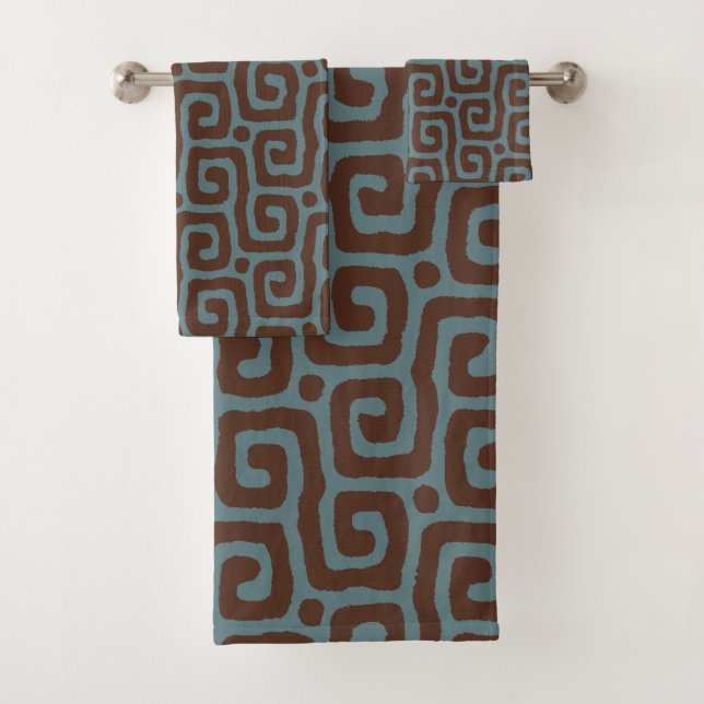 joli motif abstrait bleu marine et marron (En situation)