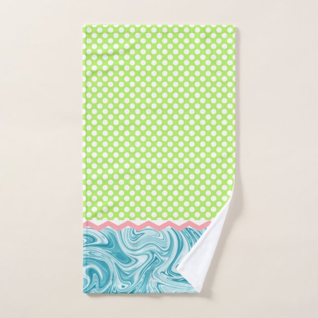 Joli Motif bleu vert serviette à main pointillée (Serviette à main)