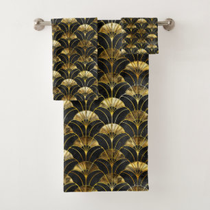 Joli motif carrelé art déco d'or noir