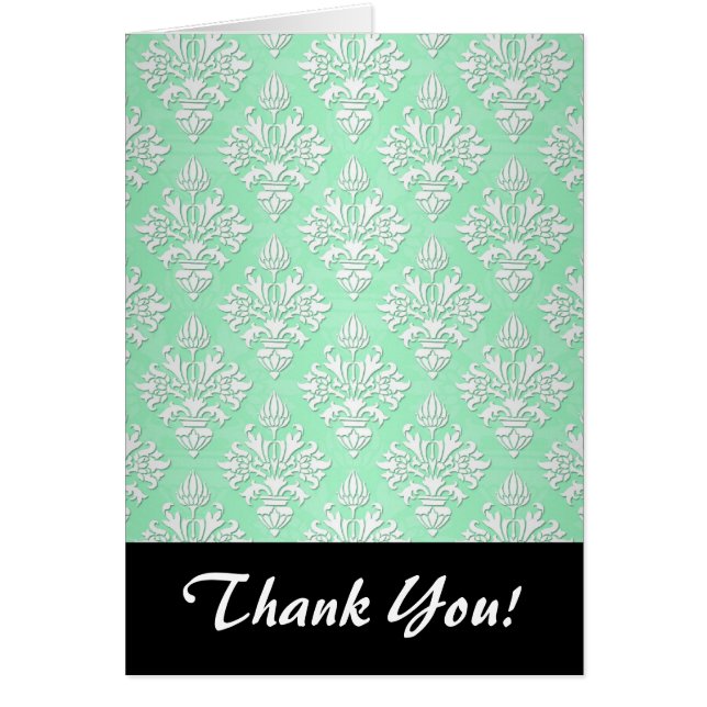 Joli motif damassé floral vert menthe et blanc (Devant)