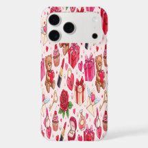 Joli motif d'amour à l'aquarelle rouge et rose rom