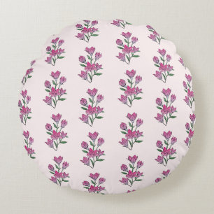 Joli Motif  de Fleurs Roses Coussin rond