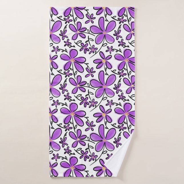 Joli motif de fleurs violettes (Serviette de bain)