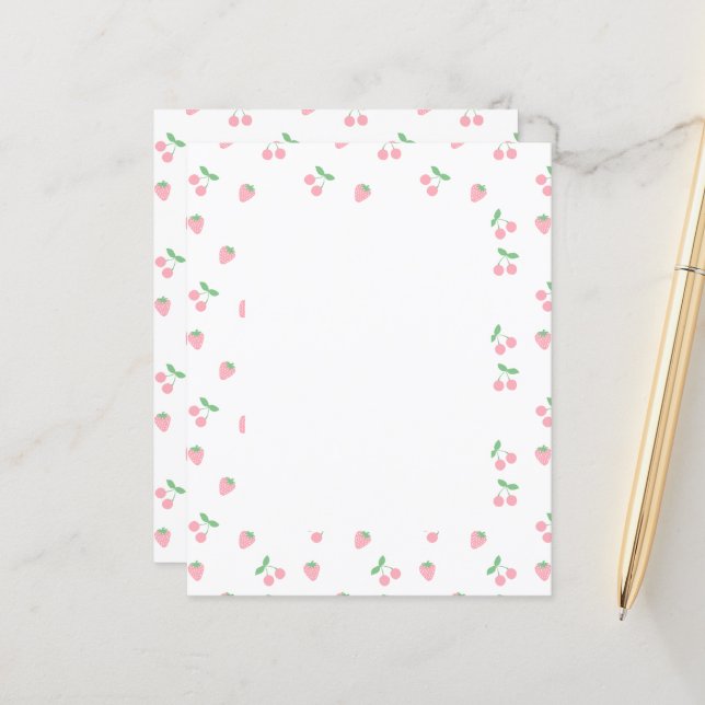 Joli Motif de fruits de fraise de cerise rose (Devant/Arrière en situation)