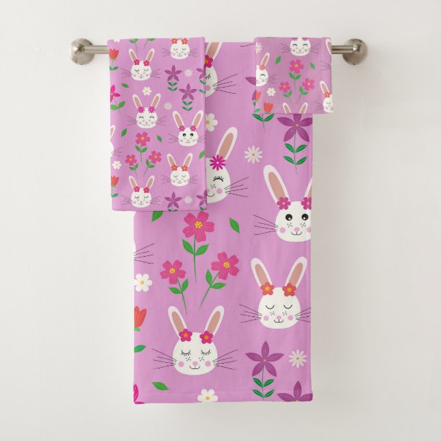 Joli motif de lapin de Pâques avec des fleurs sur  (En situation)