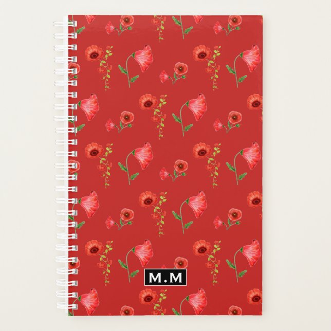 Joli Motif de Poppies rouges Monogramme (Devant)