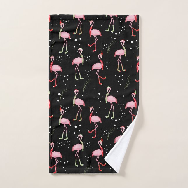 Joli motif flamant rose Noël (Serviette à main)