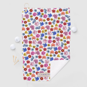 Joli motif floral coloré serviette de golf personn
