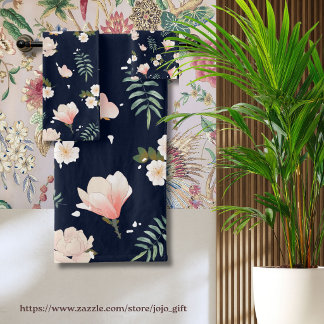 Joli motif floral féminin pour elle en bleu marine