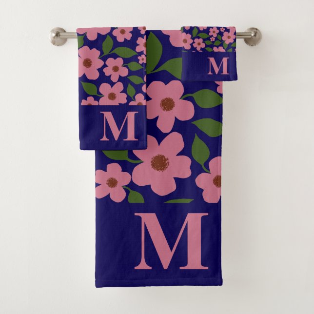 Joli motif floral rose Monogramme  (En situation)
