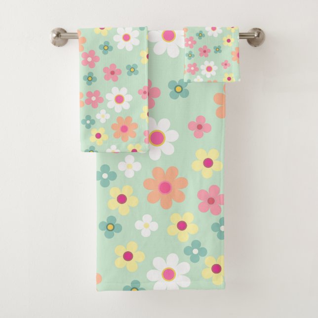 Joli motif floral sarcelle et rose orangé (En situation)