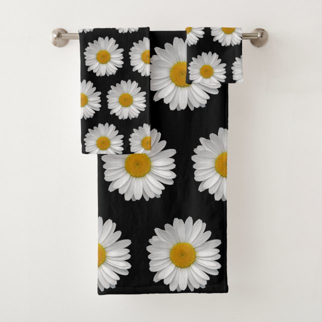 Joli Motif moderne marguerite sur noir (En situation)