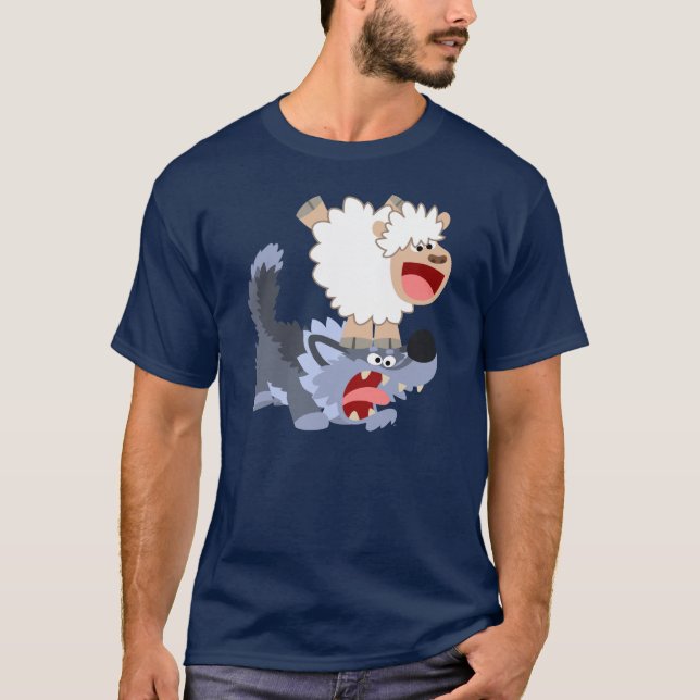 Joli mouton de dessin Jouer avec le T-shirt Wolf (Devant)