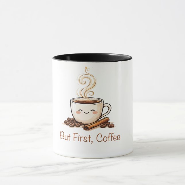 Joli Mug à Café avec Grains de Café et Cannelle (Centre)