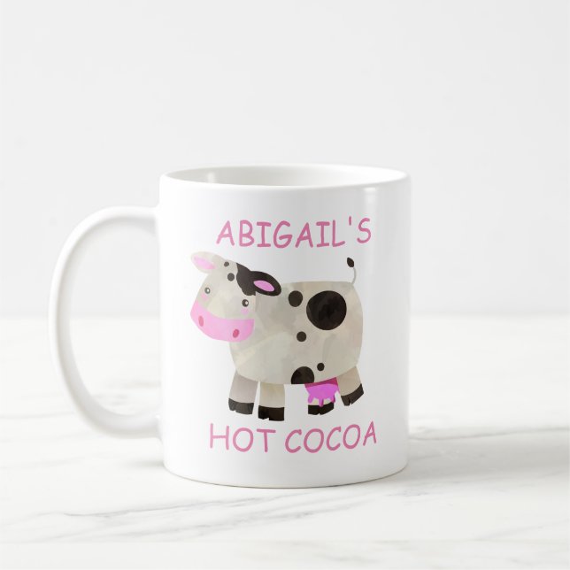 Joli mug Chocolat Chaud vache rose noir blanc (Gauche)