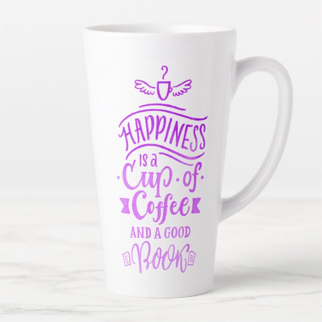 Joli Mug de Café Citation Violet Calligraphie Haut (Droite)