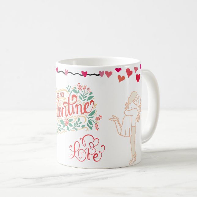 Joli Mug de café Floral Saint-Valentin Joyeux (Devant droit)