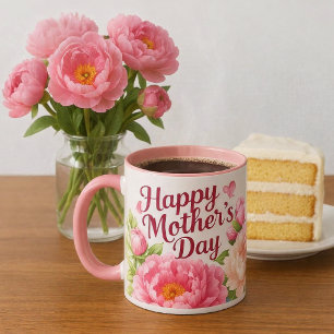 Joli Mug Floral de Fête des Mères aux Pivoines Ros