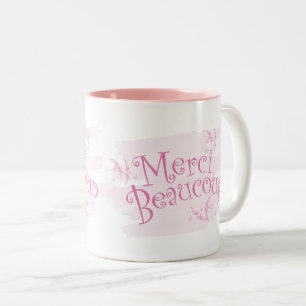 Joli mug rose "Merci Beaucoup" cadeau de remerciem