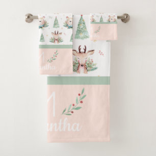 Joli Noël Arbres de Noël Ours & Cerfs Monogramme
