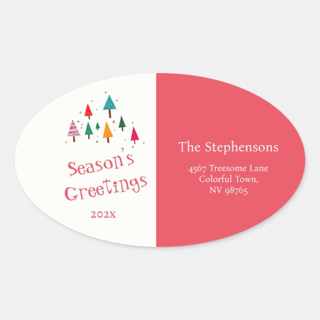 Joli Noël Arbres Rétro Adresse de retour Étiquette (Devant)