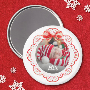 Joli Noël Arc Nouveau-Né Bébé Photo Magnet